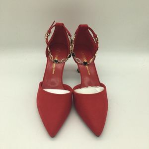 Eastanna Fashion Pointed Toe Ankle Strap Kitten Heel Pumps With Rhinestones